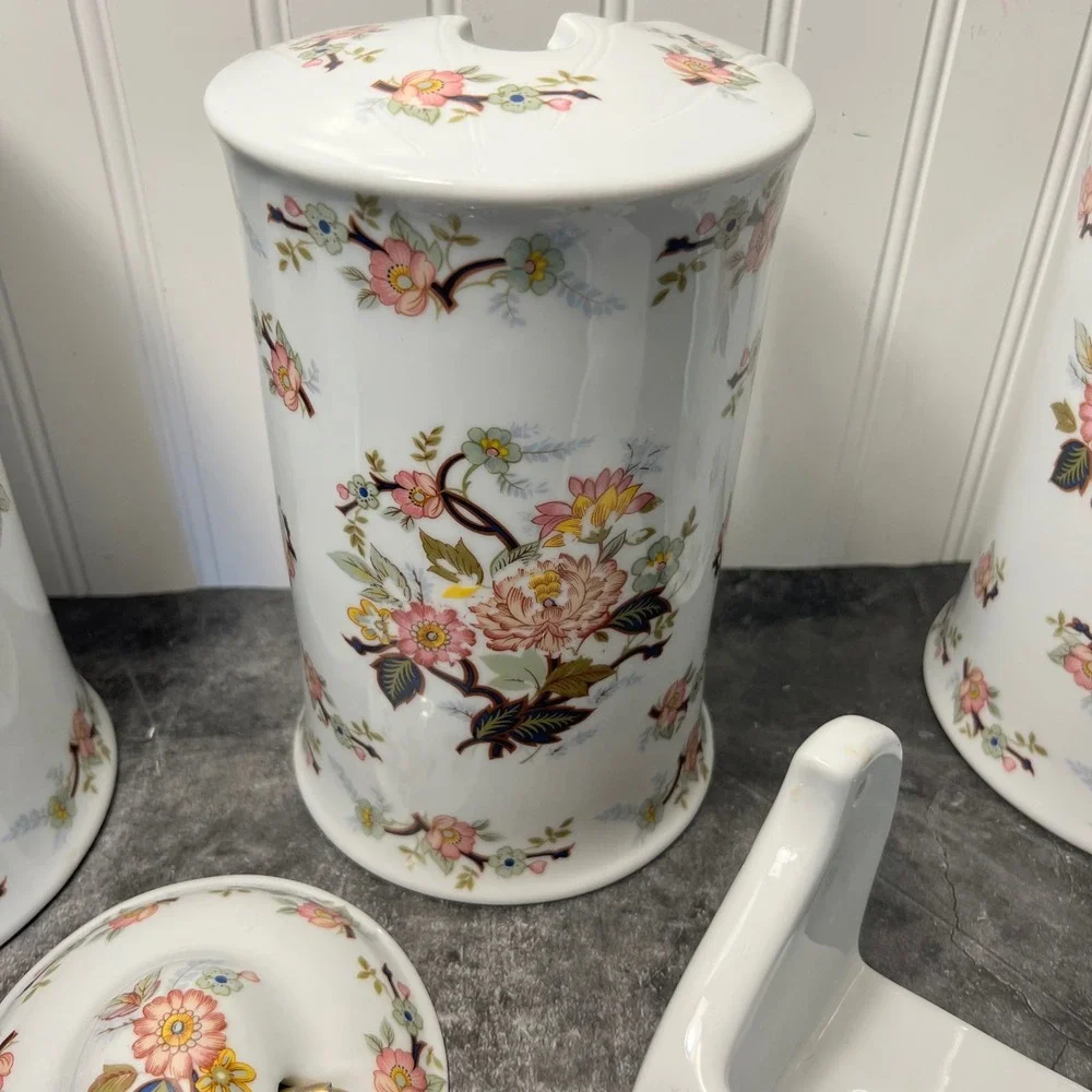 Vintage Porcelain Transferware Floral Bathroom Set | *SEE NOTE | Cottage